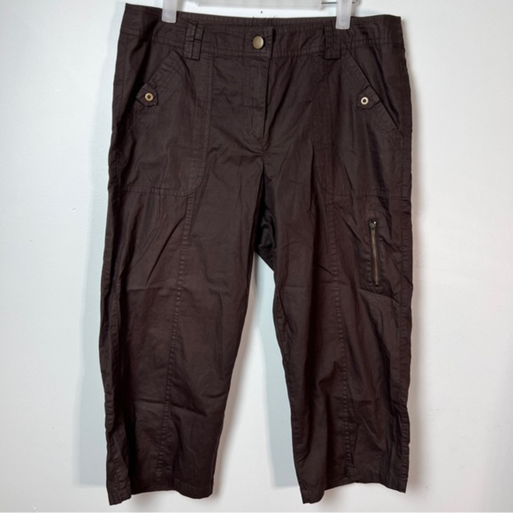 Sandro Rich Brown Cotton Cropped Cargo Pants | Women’s Size 10